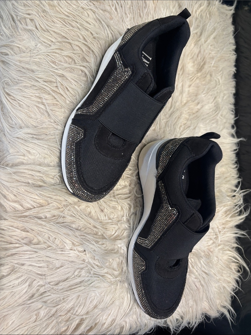 INC International Concepts Black Slip-On Sneakers with Silver Accents
